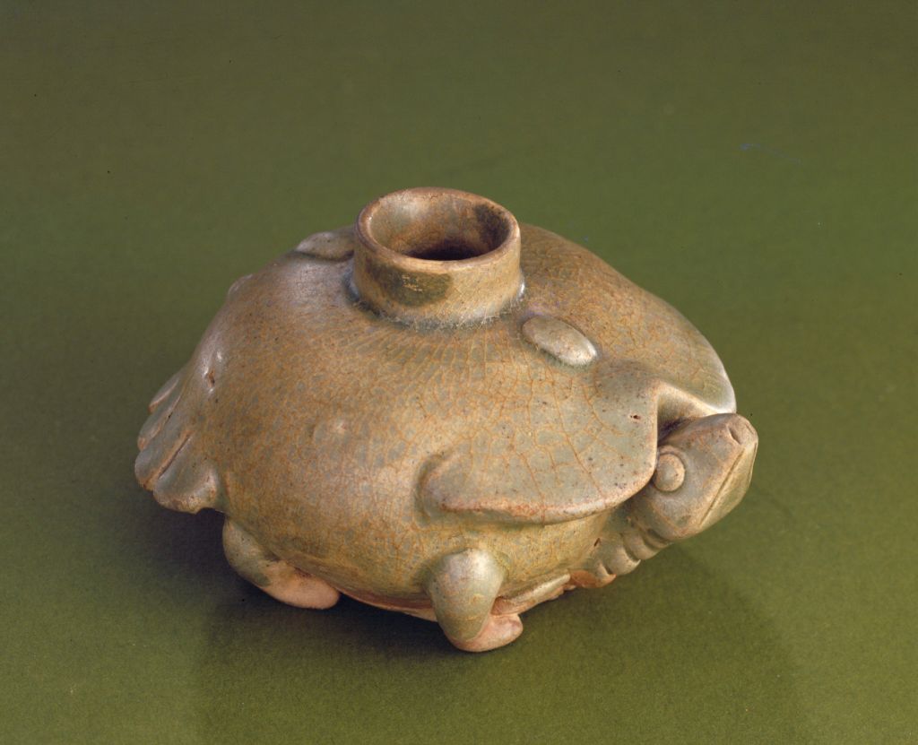 图片[1]-Blue glaze tortoise-shaped inkstone drop of Yue kiln system-China Archive